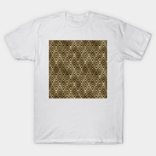 Diamond Chevrons in Black and Gold Vintage Faux Foil Art Deco Vintage Foil Pattern T-Shirt